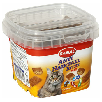 Лакомство для кошек Sanal Сat Anti-Hairball Хрустящие подушечки с мальт пастой, ТАУРИНОМ и Вит. A,D,E, 75 г