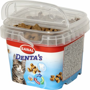 Лакомство для кошек  Sanal Denta`s, Хрустящие Крокеты для ухода за полостью рта + Вит.А,D,Е, 75г