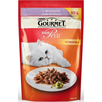 Консервированный корм для взрослых кошек Gourmet mon Petit с ягненком 50 г