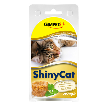 Консервированный корм для взрослых кошек Gimpet Shiny Cat с тунцом и креветками и солодом 70 г