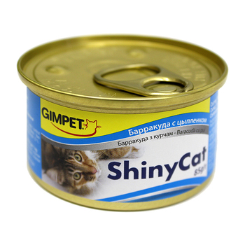 Консервированный корм для кошек Gimpet Shiny Cat с барракудой и цыпленком 85 г