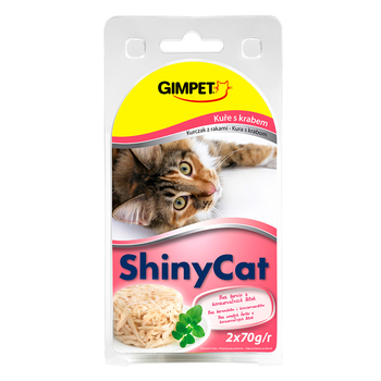 Консервированный корм для  взрослых кошек Gimpet Shiny Cat цыпленок с крабами 70 г