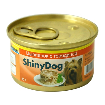 Консервированный корм для взрослых собак Gimdog Shiny Dog с цыпленком и говядиной 85 г