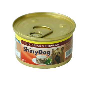 Консервированный корм для взрослых собак Gimdog Shiny Dog с цыпленком и ягненком 85 г