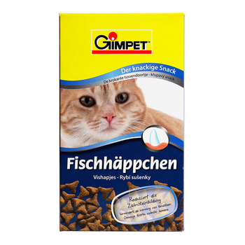 Витамины для взрослых кошек для очистки зубов Gimpet Fischhäppchen витаминизированные рыбные кусочки 100 г