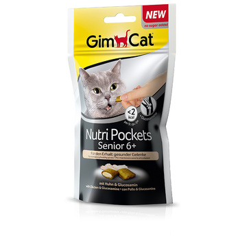 Витамины для пожилых кошек Gimcat Nutri Pockets Senior 6+ подушечки, 60 г