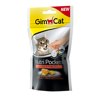 Витамины для кошек Gimcat Nutri Pockets подушечки с лососем и Омега 3 и 6, 60 г