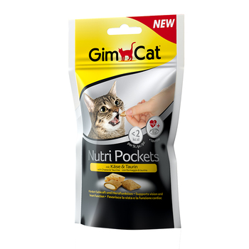 Витамины для кошек Gimcat Nutri Pockets подушечки с сыром и таурином, 60 г