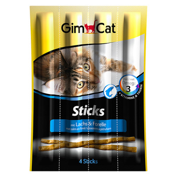 Лакомство для кошек Gimpet Sticks палочки с лососем и форелью, 4 шт по  20 г