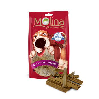 Лакомство для собак Molina дентал стик с курицей 140 г