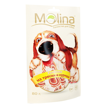 Лакомство для собак Molina рулетики из трески с курицей 80 г