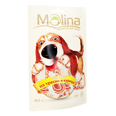 Лакомство для собак Molina рулетики из трески с курицей 80 г