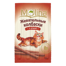 Лакомство для кошек Molina жевательные колбаски с  уткой, 36 г