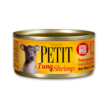 Консервы для взрослых собак мелких пород Brit Petit  с тунцом и креветками 80 г