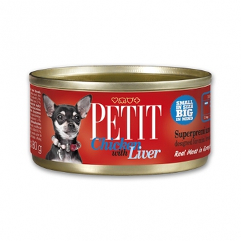 Консервы для взрослых собак мелких пород Brit Petit с курицей и печенью 80 г