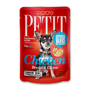 Консервы для взрослых собак мелких пород Brit Petit с куриной грудкой и сыром 80 г
