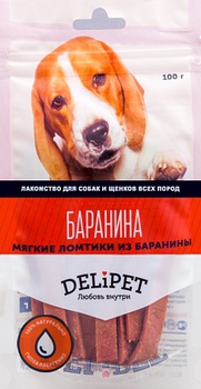 Лакомство для собак Delipet мягкие ломтики из баранины 100 г