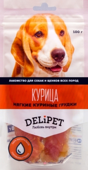 Лакомства для собак Delipet мягкие куриные грудки 100 г