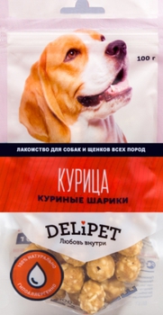Лакомство для собак Delipet куриные рисовые шарики 100 г