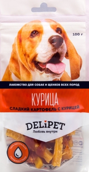 Лакомство для собак Delipet сладкий картофель с курицей 100 г