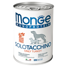 Консервы для взрослых собак Monge Dog Monoproteico Solo паштет из индейки 400 г