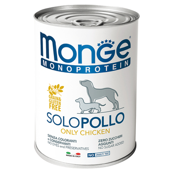 Консервы для взрослых собак Monge Dog Monoprotein Solo паштет из курицы 400 г