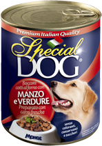 Консервы для взрослых собак Monge Special Dog кусочки говядины с овощами 820 г