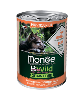 Консервы Monge Dog BWild Grainfree Puppy/Junior из утки с тыквой и кабачками для щенков 400гр