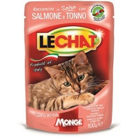 Консервированный корм для взрослых кошек Lechat Pouch паучи с тунцом и лососем 100 г