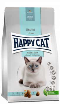 Сухой корм для кошек с чувствительным пищеварением Happy Cat Sensitive Magen & Darm с уткой 300 гр, 1,3 кг, 4 кг