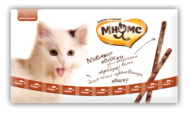Лакомство для кошек Мнямс палочки с говядиной и печенью, 10 шт по 5 г