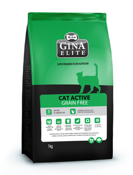 Корм для активных кошек Gina Elite Active Grain Free Cat категория холистик, беззерновая формула, полнорационный 1 кг, 3 кг