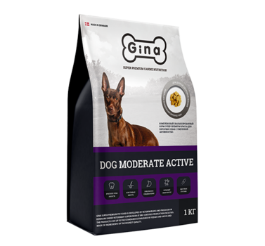 Сухой корм супер премиум класса для взрослых собак с умеренной активностью Gina Dog Moderate Active 7,5 кг, 18 кг