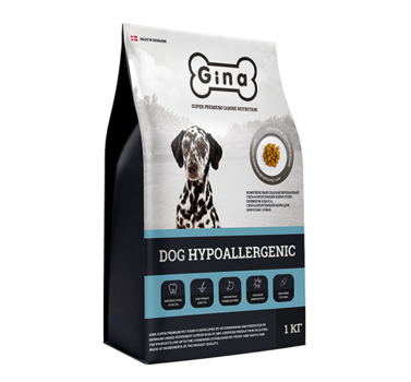 Сухой гипоаллергенный корм для взрослых собак Gina Dog Hypoallergenic Denmark 1 кг, 3 кг, 7,5 кг, 18 кг
