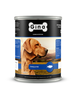 Консервы для собак Gina тунец и рис, 400 г