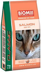 Корм для привередливых кошек от 8 недель Biomill Cat Classic Salmon лосось, дичь, полнорационный 1 кг, 10 кг