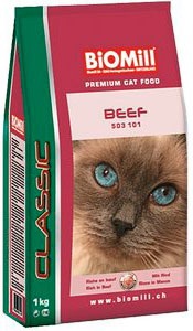 Корм для кошек от 8 недель Biomill Cat Classic Beef говядина, полнорационный 1 кг, 10 кг