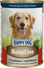 Консервы для взрослых собак Happy dog, телятина с индейкой , консервы, фарш, 400 г