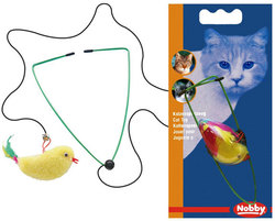 Игрушка для кошек Nobby птичка на резинке, 8 см