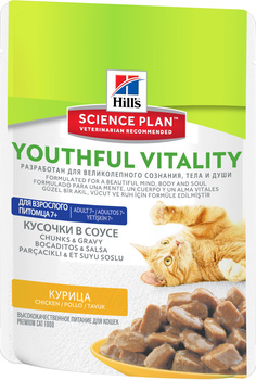 Влажный корм для кошек Hill's Science Plan Youthful Vitality старше 7 лет с курицей 85 гр