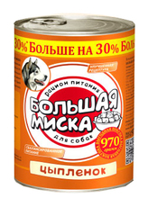 Консервированный корм для взрослых собак Большая Миска с цыпленком