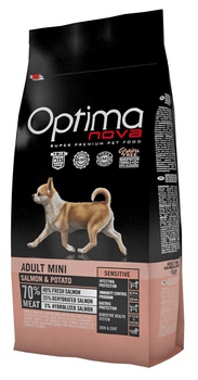 Сухой корм для взрослых собак мелких пород Optimanova Grain Free с лососем и картофелем 800 гр