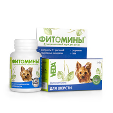 Витамины и пищевые добавки для взрослых собак Фитомины фитокомплексом для шерсти 50 г