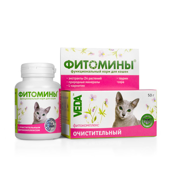 Витамины для взрослых кошек Фитомины с очистительным фитокомплексом, 50 г