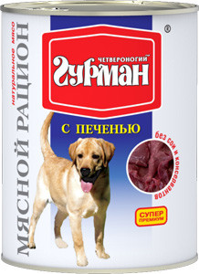 Консервы для взрослых собак Четвероногий Гурман мясной рацион с печенью 850 г