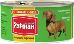 Консервы для взрослых собак Четвероногий Гурман готовый обед с потрошками и гречкой 325 г