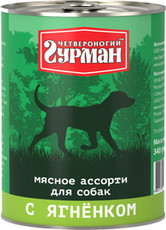 Консервы для взрослых собак Четвероногий Гурман мясное ассорти с ягненком  340 г