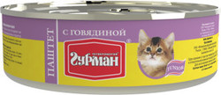 Консервированный корм для взрослых кошек Четвероногий Гурман паштет с говядиной 100 г