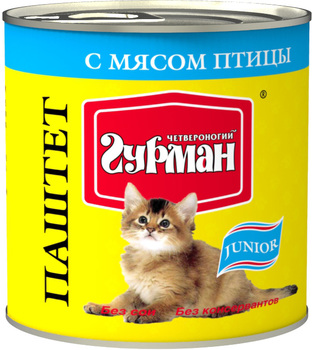 Консервированный корм для котят Четвероногий Гурман паштет с мясом курицы 240 г