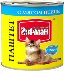 Консервированный корм для котят Четвероногий Гурман паштет с мясом курицы 240 г